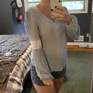 Pink Rose Long Sleeve Striped blouse